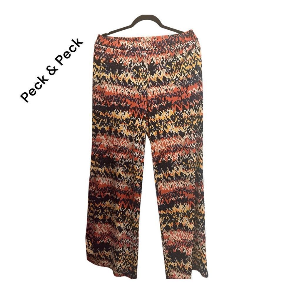 Peck & Peck Women's Multicolor Patterned Pants Ma… - image 1